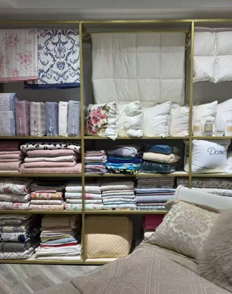 Display of fine fabrics.
